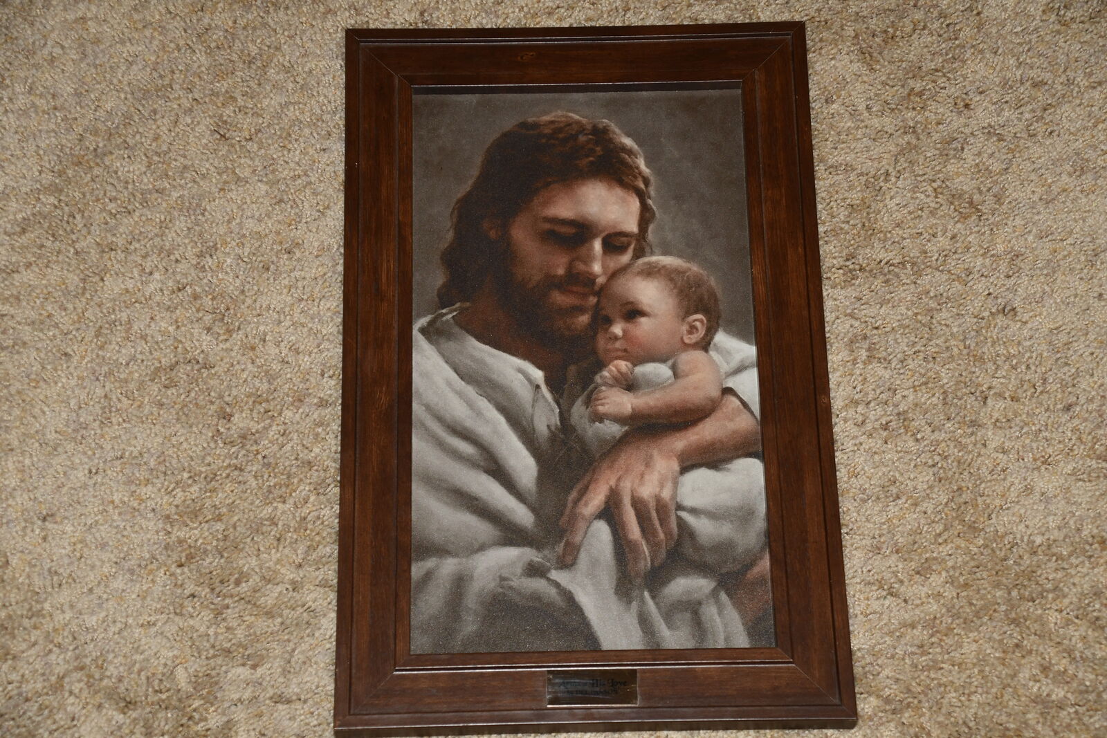 "ARMS OF HIS LOVE" PICTURE ~ JESUS with BABY ~ DEL PARSON ~ 11" x 16" FRAMED