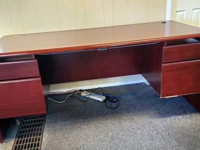 Free used - Cherry Finish Office Desk with 4 drawers