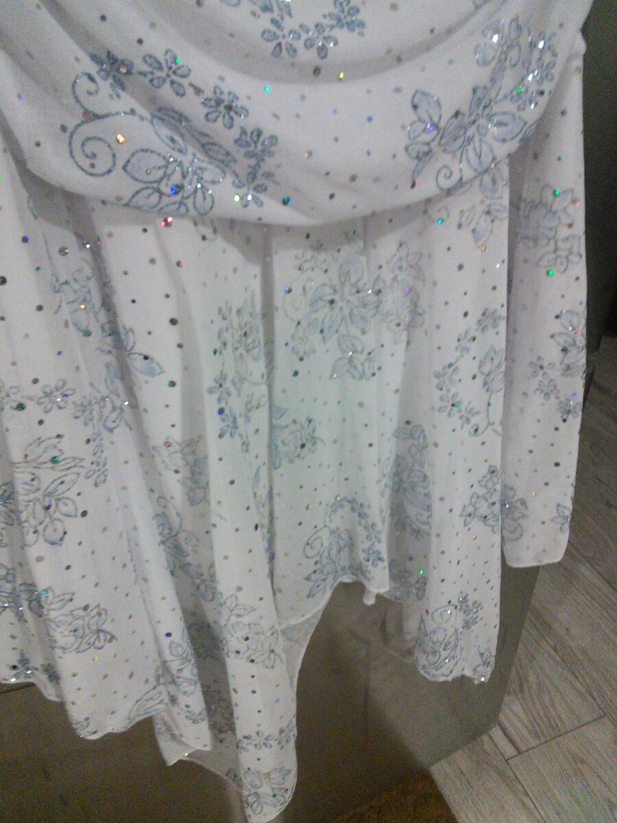 Baby blue n white lace large prom dress