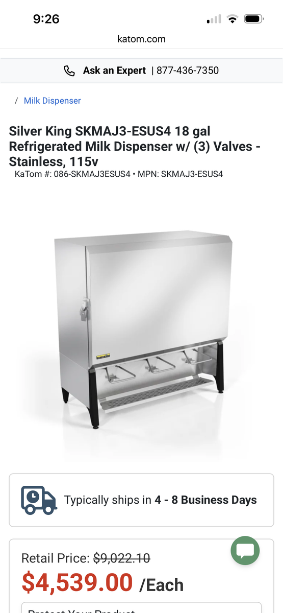 Silver King milk dispenser