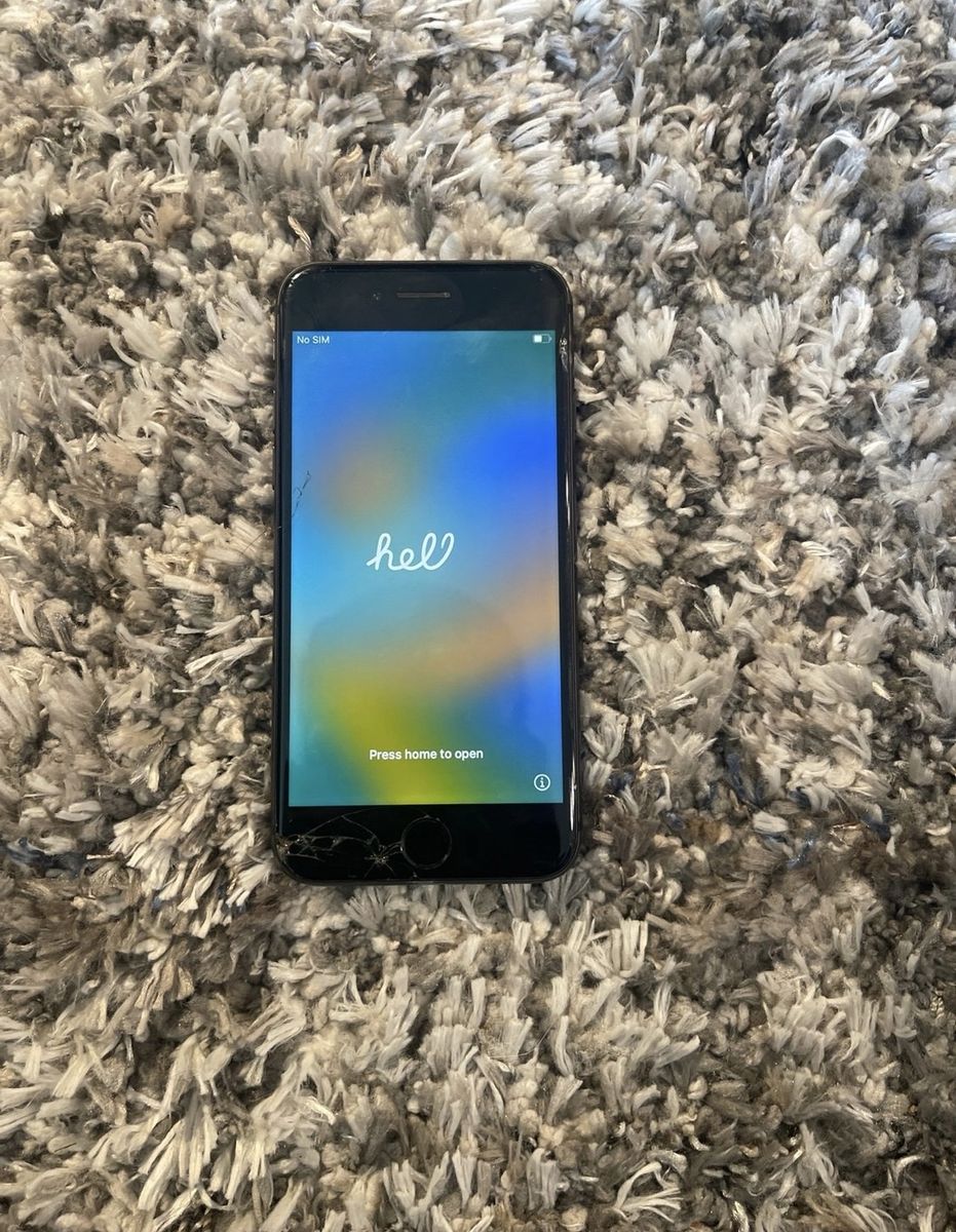 Apple iPhone 8 (likely 64GB, Black) - Cracked Screen, Needs Repair
