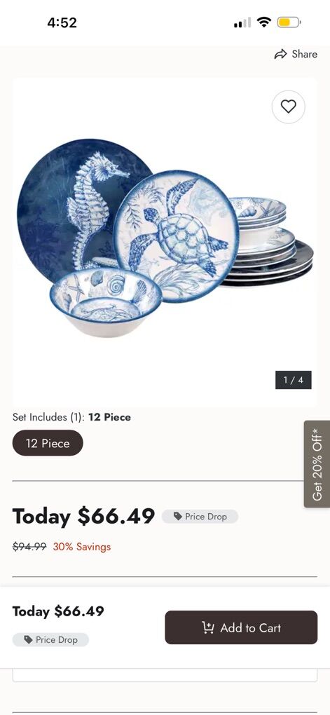 12 Piece Ocean Dinnerwere Set
