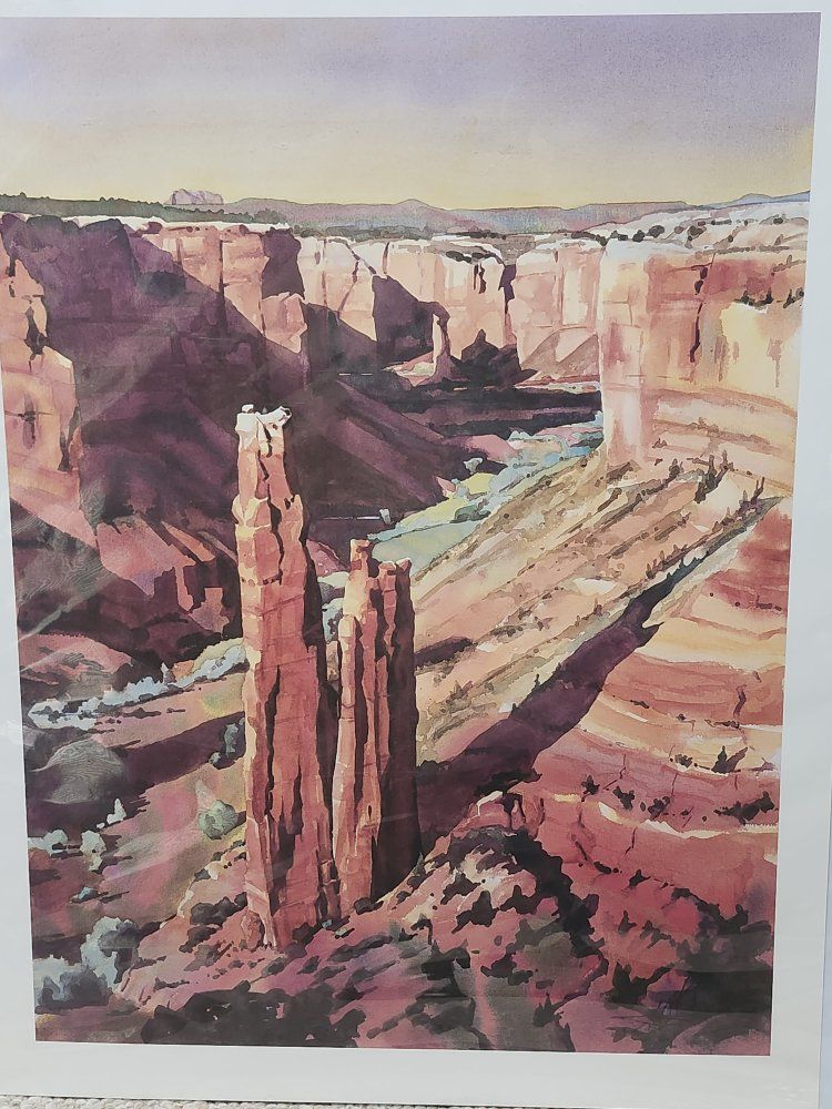 Canyon Landscape Watercolor Painting Print "Spider Rock"