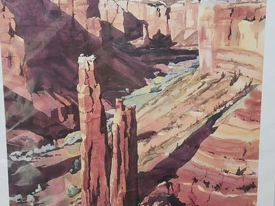 Canyon Landscape Watercolor Painting Print "Spider Rock"