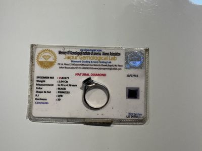 Natural Black Princess Cut Diamond Ring - 1.94 Carats size 10