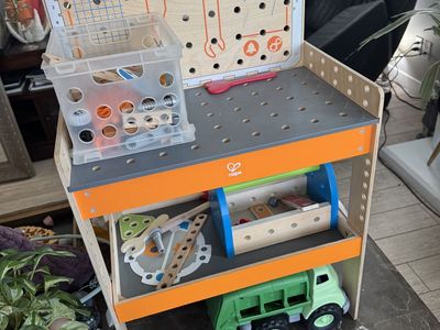 Wood Tool Bench With Accessories And Toolbox