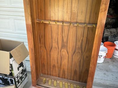 Free Vintage Wooden Gun Cabinet with Bottom Drawer and Felt Slots