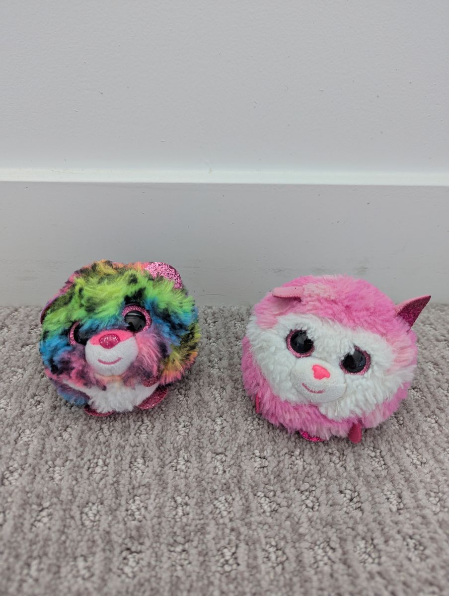 (2) Ty Puff Beanie Boos - Dotty, Princess