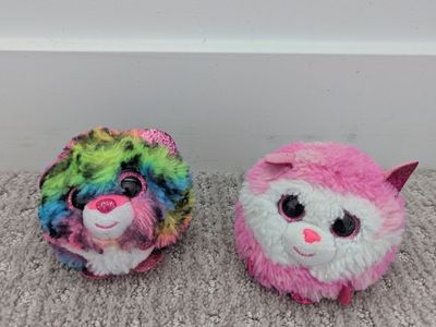 (2) Ty Puff Beanie Boos - Dotty, Princess