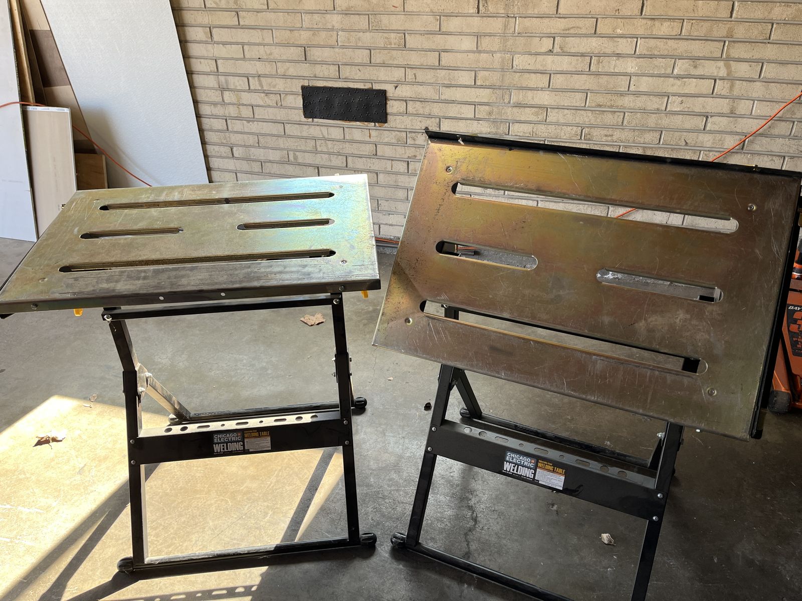 Chicago Electric adjustable steel welding tables
