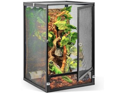 RunDuck 33 Gallon 360° Panoramic Foldable Reptile Terrarium Kit (26"x17"x17") - Black