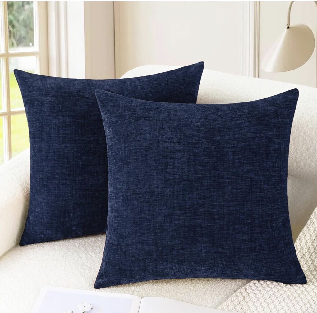 New Throw Pillow Covers 20 x 20, Set of 2 DarkBlue