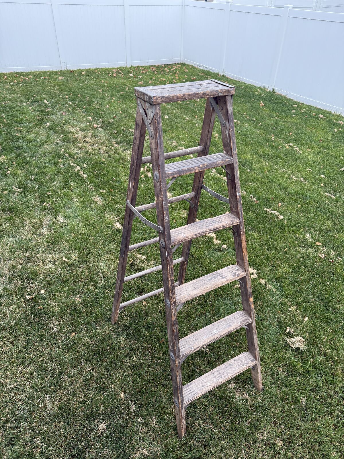 Vintage Wooden A-Frame Ladder — Rustic Farmhouse Décor