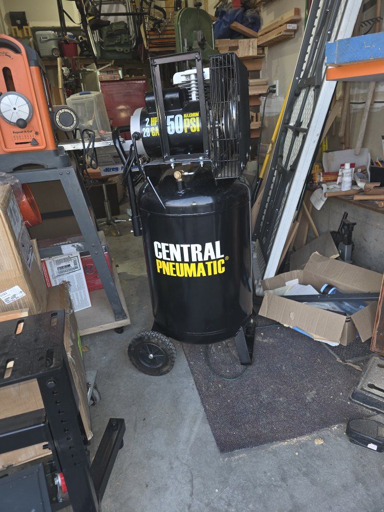 Central Pneumatic Air Compressor - 100 PSI Max Pressure, Vertical Tank