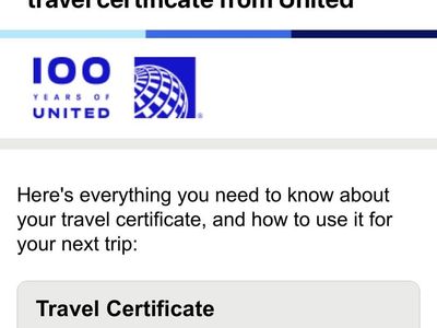 $1,500 United Airlines Travel Certificate