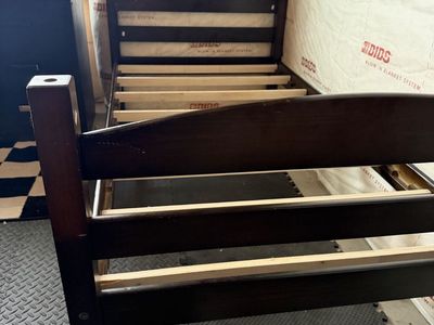 Dark Wood Twin Size Bed Frame with Slats