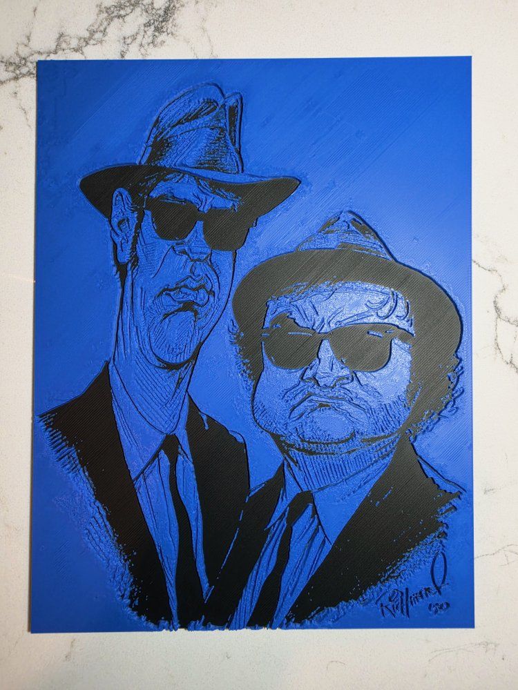 The Blues Brothers 3D Printed Lithophane Wall Art - Blue & Black - Unique Home Decor