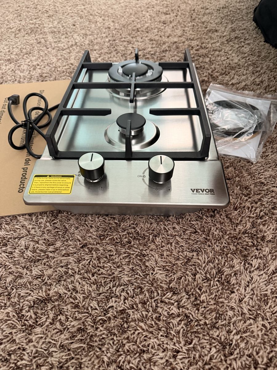 VEVOR 2-Burner Gas Cooktop Stainless Steel Drop-in Hob Stove