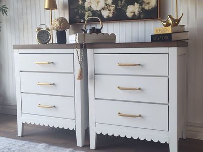 Scalloped 3 Drawer Nightstands - Solid Wood