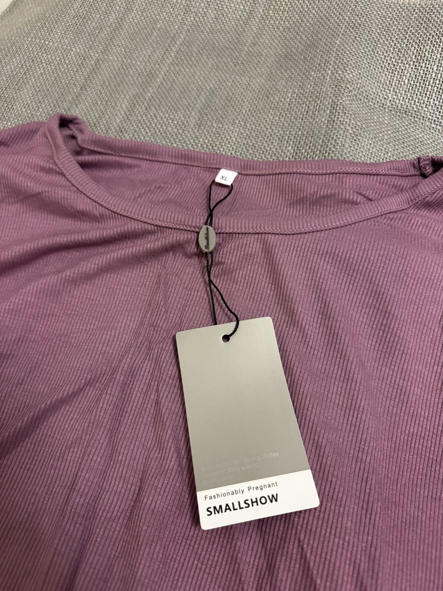 Smallshow Maternity Short Sleeve Ribbed Top Plum XL New with Tags