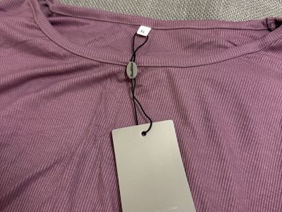 Smallshow Maternity Short Sleeve Ribbed Top Plum XL New with Tags