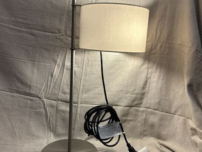 NEW Santa & Cole TMD Table Lamp by Miguel Milá - Satin Nickel & Linen (Open Box / Sealed Components)