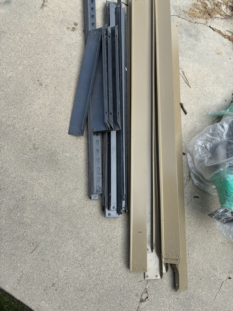 Garage Shelving - metal with wood shelves and plastic shelving too