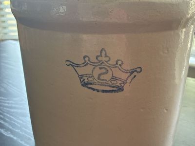 Vintage Robinson Ransbottom Pottery 2-Gallon Stoneware Crock with Crown Motif