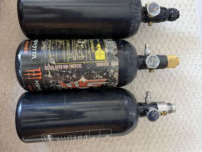 Lot of 3 Used Paintball HPA/Air Tanks 3000 PSI with Regulators