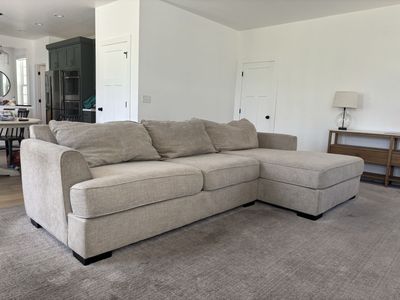 Spacious Light Beige Sectional Sofa with Large Chaise
