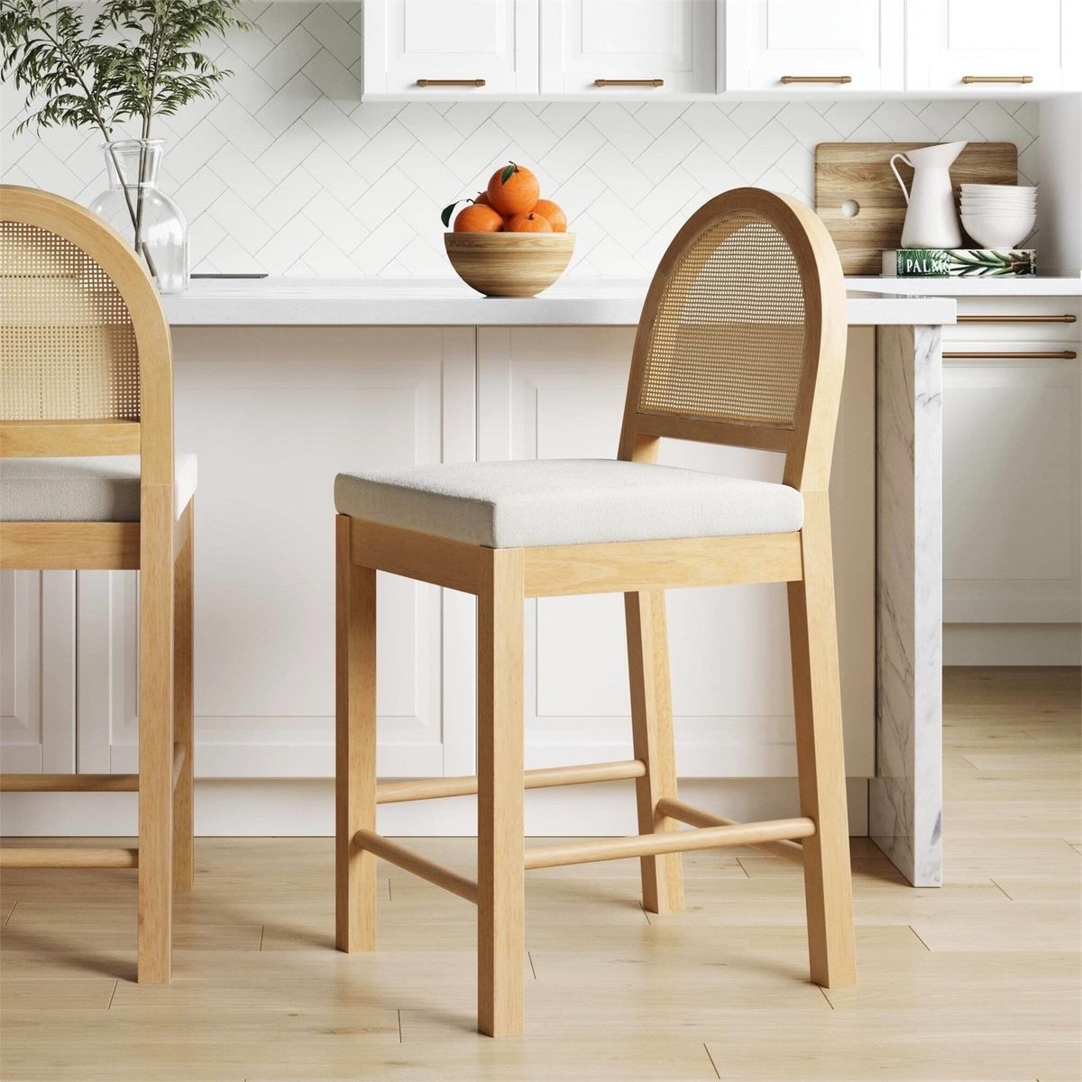 Bailey Boucle Rattan Bar Stool Counter Height