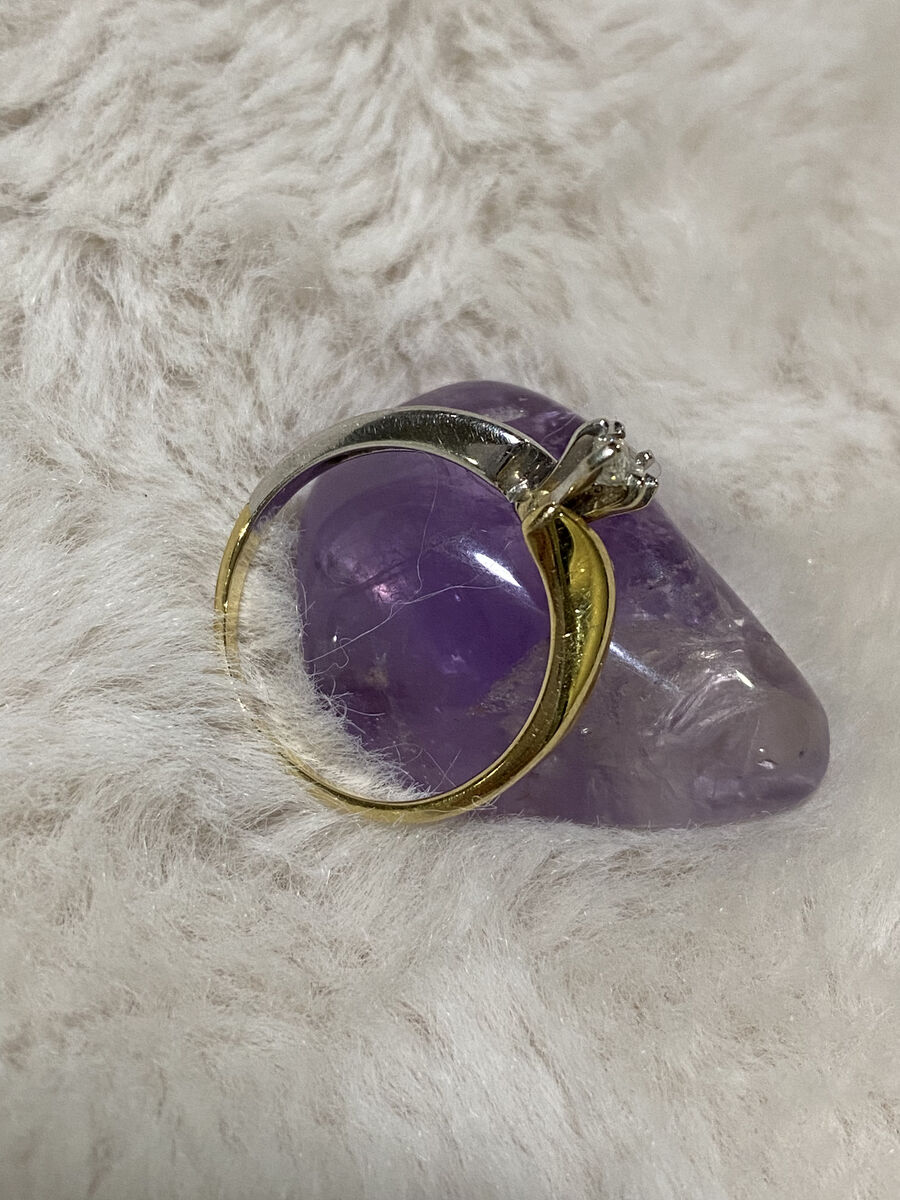 Women's 14k Two-Toned White & Yellow Gold and 1/4 Carat Marquise Diamond Engagement Ring Size 6.5