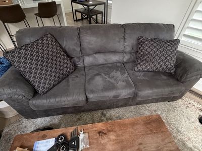 Charcoal Gray 3-Cushion Sofa and love seat with Throw Pillows