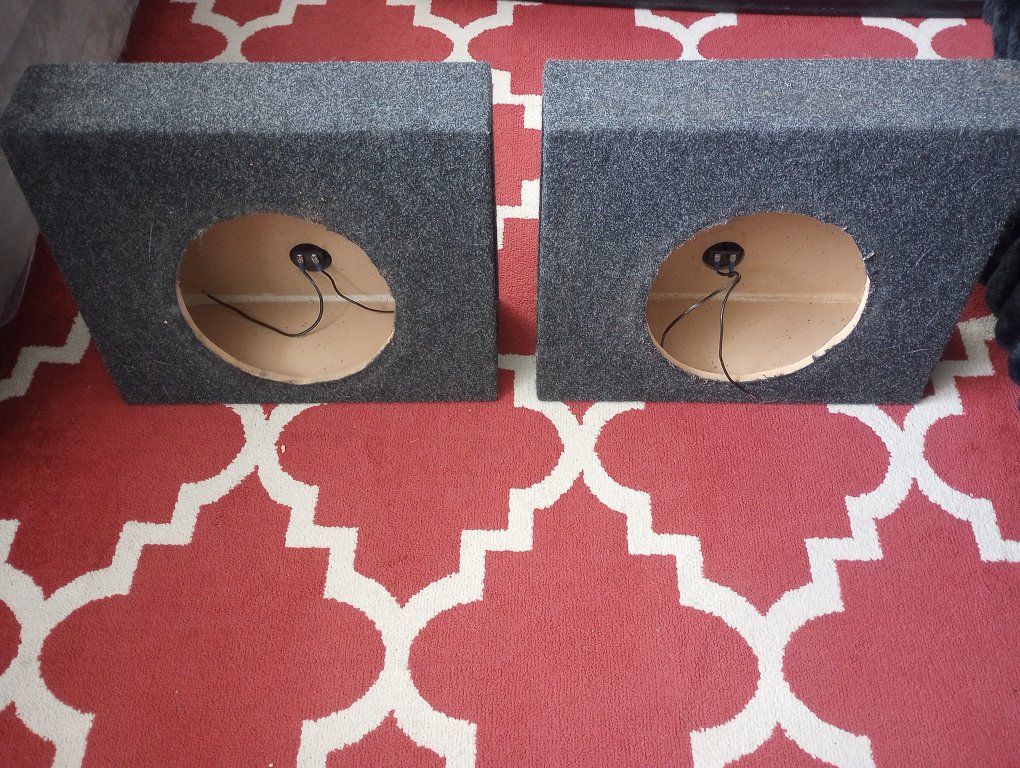 10" Gray Carpeted Subwoofer Enclosure Speaker Boxes - Pair (Empty)