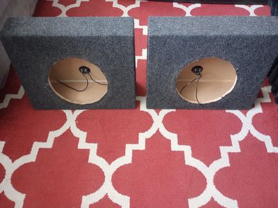 10" Gray Carpeted Subwoofer Enclosure Speaker Boxes - Pair (Empty)