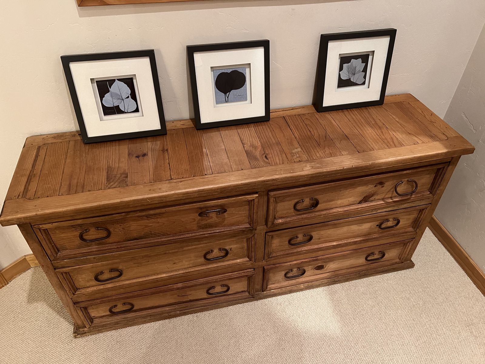 Rustic Rustic Solid Wood 6-Drawer Dresser Credenza
