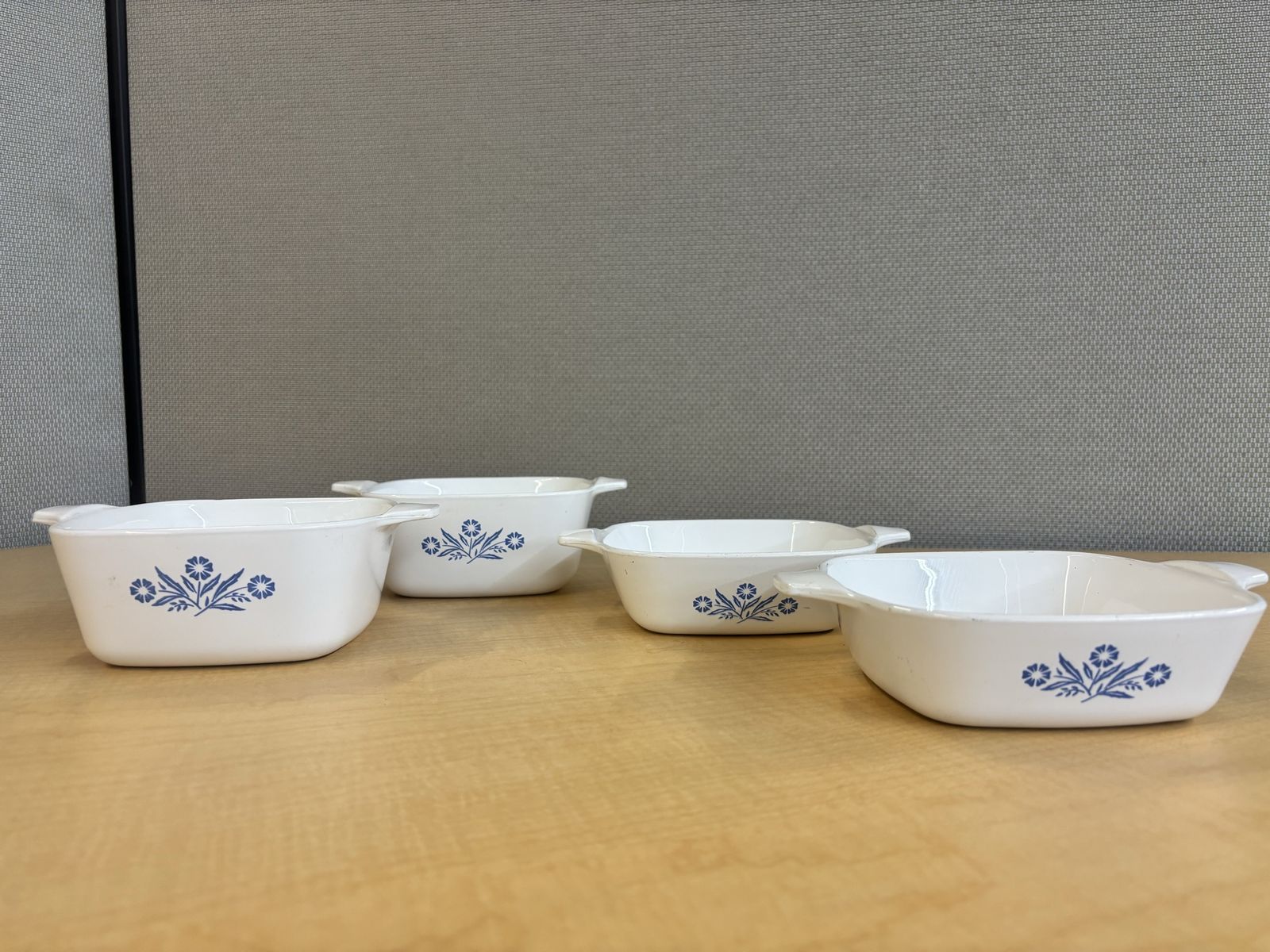 CorningWare Cornflower Blue Pattern Casserole Bowls - Set of 4, Vintage Ceramic