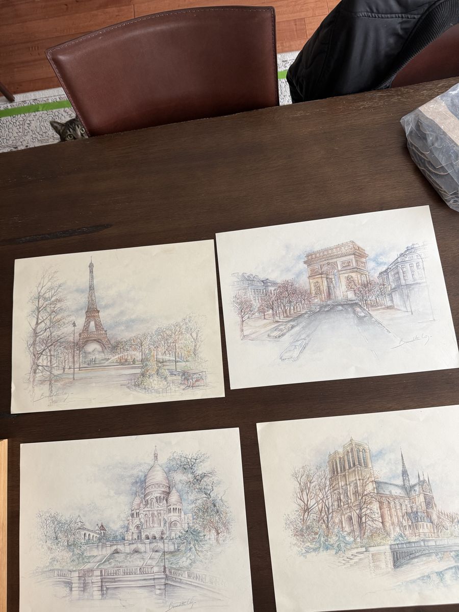 4 Paris Landmark Art Prints- Bernadette Voz