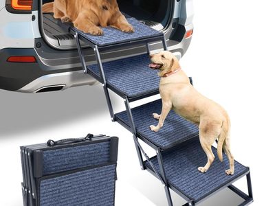 NEW Dog Stairs for Large Dogs, Extra Wide Dog Ramp for Car with Non-Slip Surface, Foldable Pet Steps