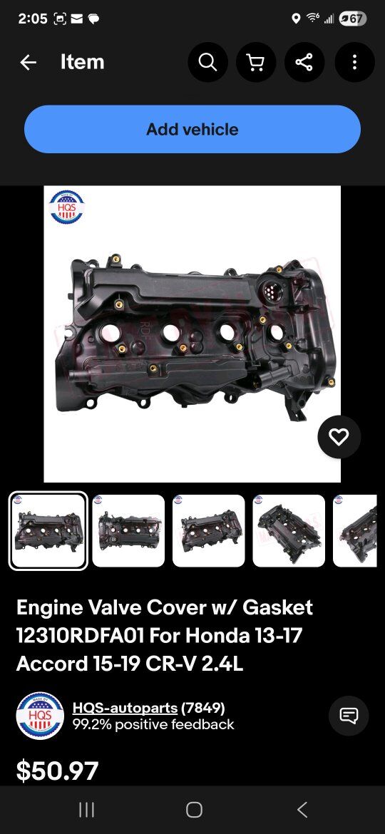 Honda valve cover
