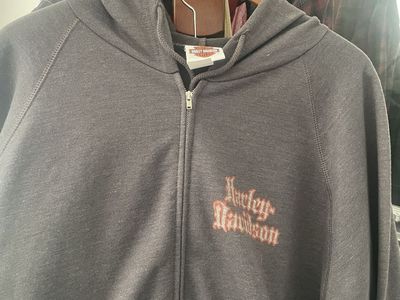Harley-Davidson Women's 3X Dark Gray Full Zip Rhinestone Graphic Hoodie Sweater