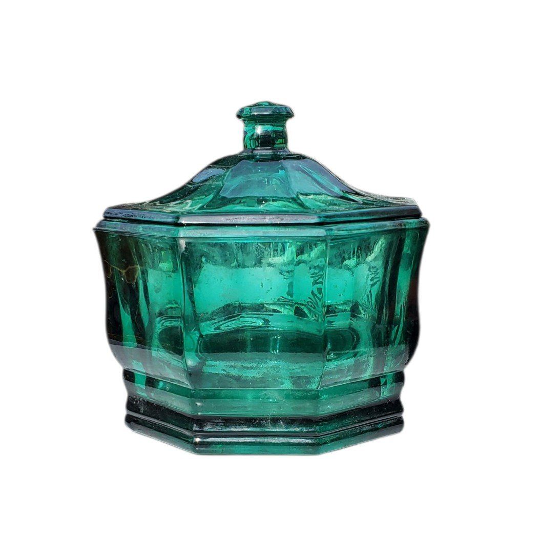 Vintage Emerald Candy Dish with Lid