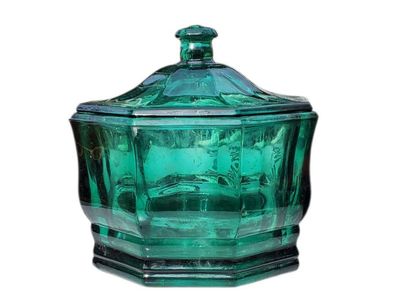 Vintage Emerald Candy Dish with Lid
