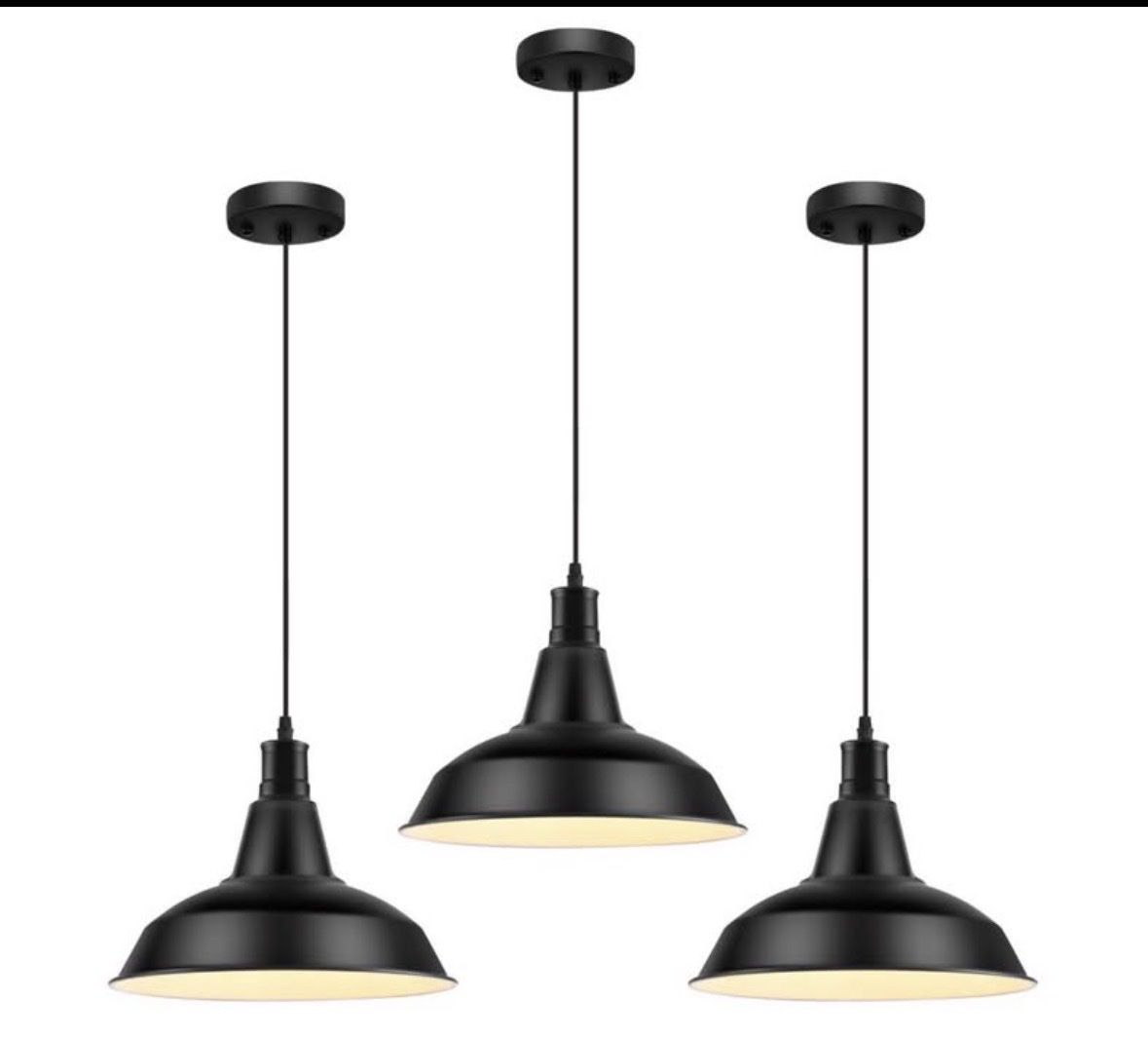 New-3 pack black modern pendant lights