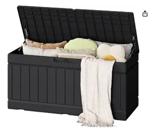 Outdoor Storage Box 80 Gallon Resin Waterproof Deck Box