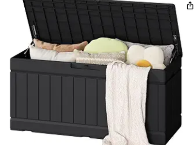 Outdoor Storage Box 80 Gallon Resin Waterproof Deck Box