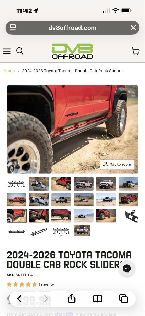 DV8 off-road Rock sliders Toyota Tacoma GEN four