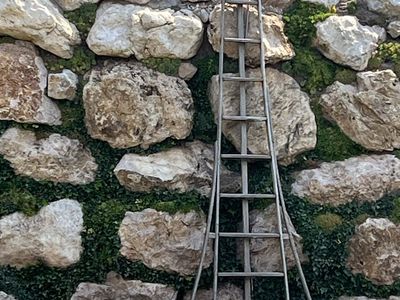 9 Foot Antique Wood Orchard Ladder - A-Frame Style, Rustic Decor Piece, Multi-purpose