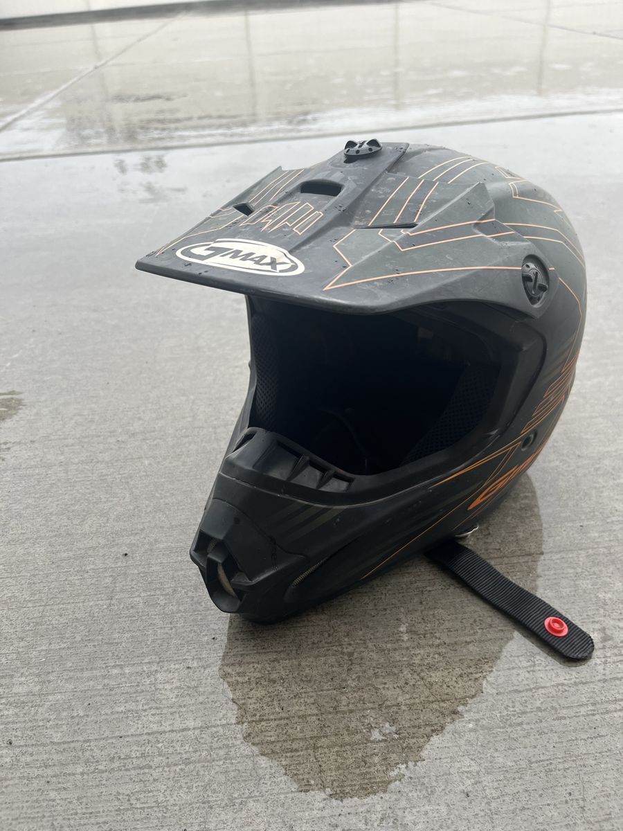 GMAX Off-Road Dirt Bike Helmet Black Orange DOT Certified