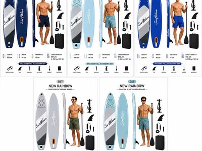 SurfWave New Rainbow Inflatable SUP Touring Board 11ft with Full Accessory Set, 551lb Capacity